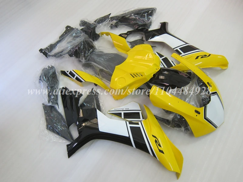 4Gifts New ABS Motorcycle Fairings Kit Fit For YAMAHA R1 15 16 17 18 19 2015 2016 2017 2018 2019 Bodywork Set Black Yellow