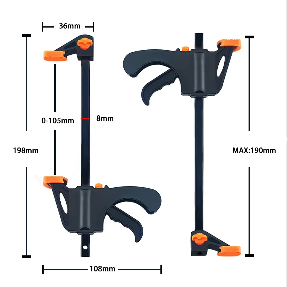 4/6/8 Inch F-Style Woodworking Clamps - Quick Fixed Nylon Work Bar Set for Glass & Wooden Board Connection - Portable Squeezing
