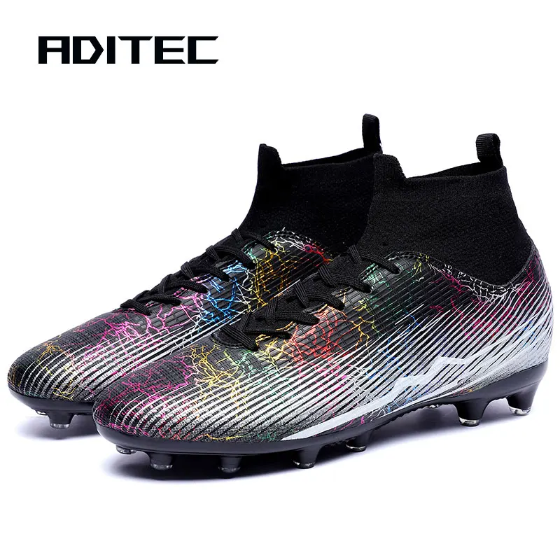 

chuteiras society professional Unisex Soccer Shoes Long Spikes TF Ankle Football Boots Outdoor Grass Cleats Football futsal