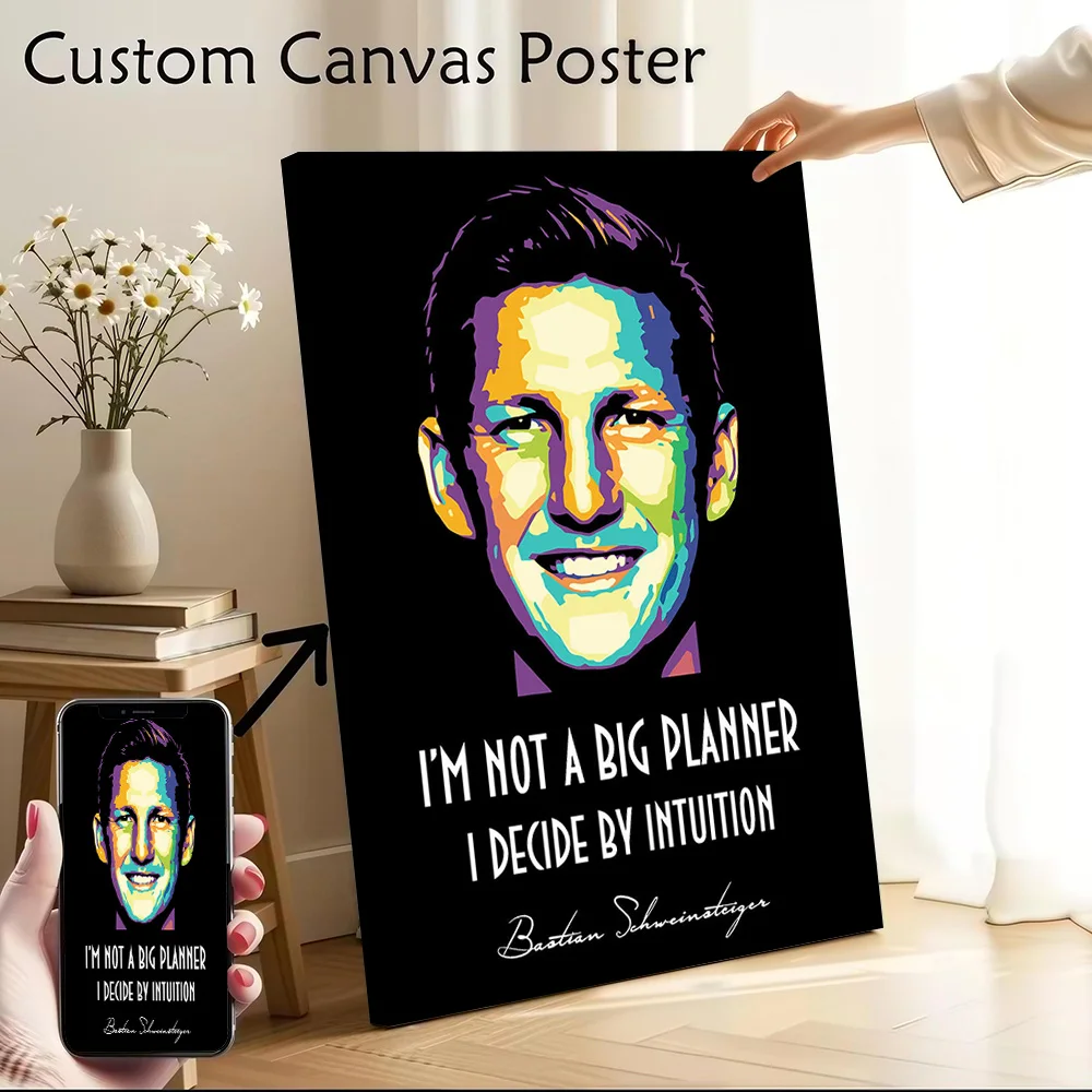 Pôster de Retrato Pop Art de Bastian Schweinsteiger, Pintura em Tela Personalizável para Decoração de Paredes e Arte de Ambientes
