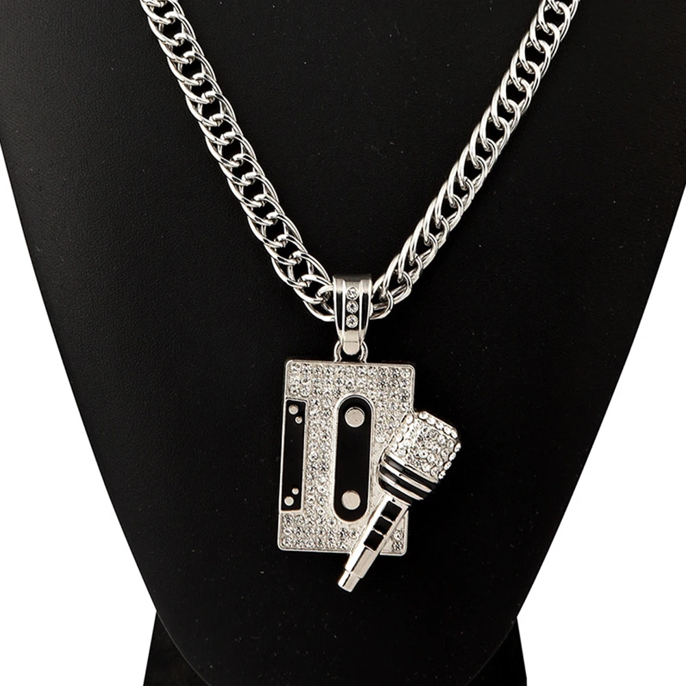 

Microphone Necklace Jewelry Rapper Mens Necklaces for Pendant Chain Hip Hop with
