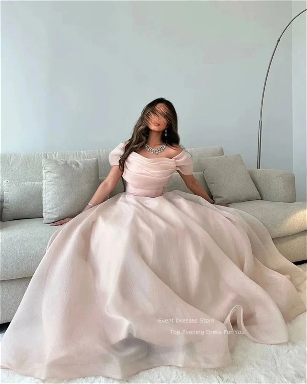 LISM Blush Pink Prom Dresses a-line lunghezza del pavimento abiti da festa abiti da sera lunghi abiti da ballo Arabric saudita 2024 per le donne