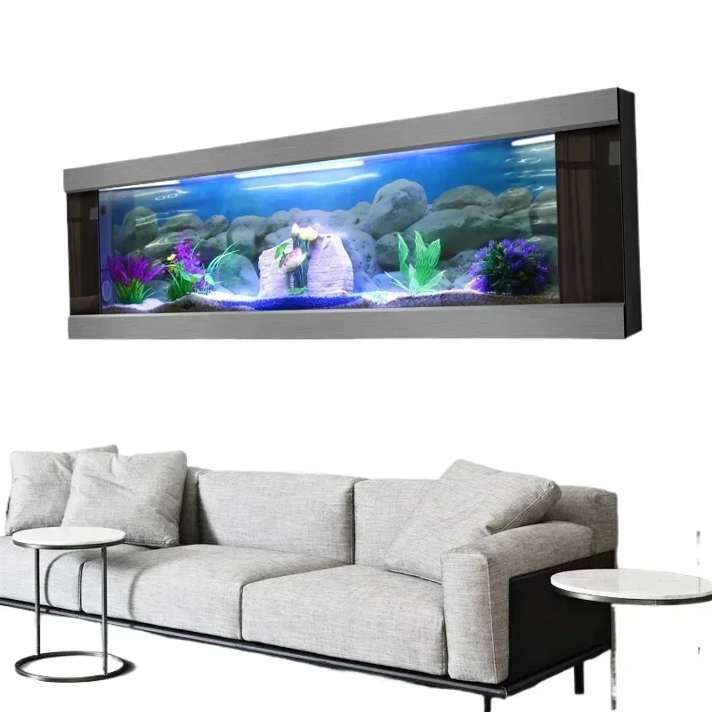 

Wall Mounted Aquarium Fish Tank Wall Hanging Aquarium Large Size Glass Landscape Aquascape Easy Installation for Home and Office