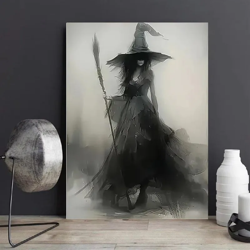 

Abstract Ghost Witch Canvas Prints Gothic Monster Wall Art Anime Poster Modern Living Room Coffee Bar & Home Halloween Decor