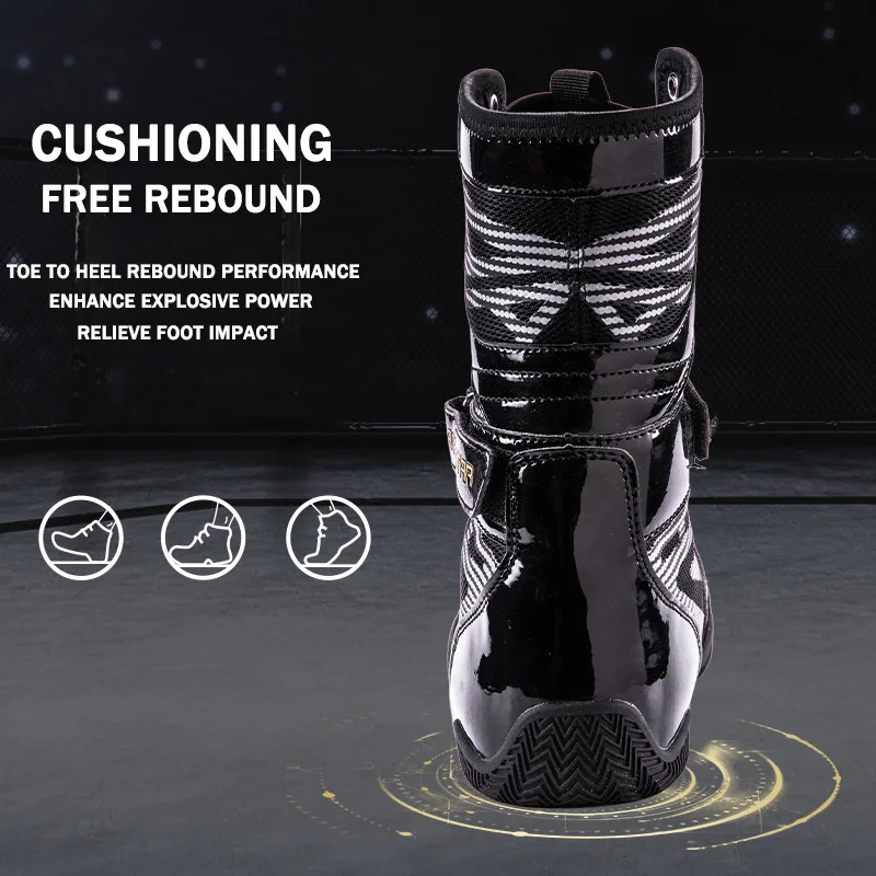 LARA STAR Advanced Edition Men\'s Boxing Boots Women High Top Hook Loop Breathable Wrestling Shoes Martial Arts Training Shoes