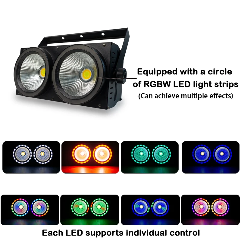 Imagem -03 - Luz Led de Alta Potência Olhos 200w Cob 50w Rgb 2em Dmx Efeito de Palco Blinder Legal Quente Branco dj Lâmpada de Iluminação Novo