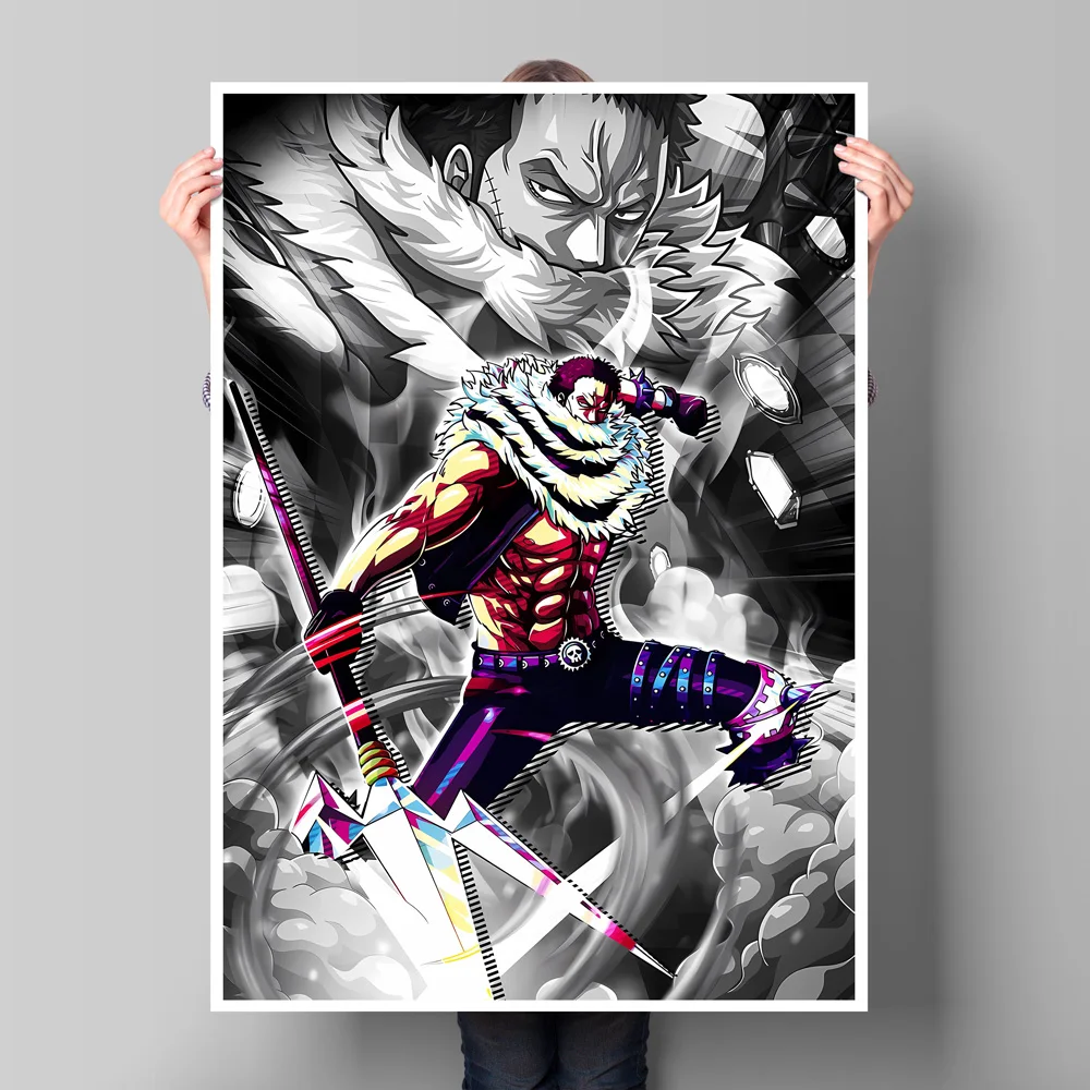 Element dekoracyjny na ścianę z anime One Piece, ikoniczny wygląd Luffy'ego, wysokiej jakości nadruk, dekoracja domu dla miłośników mangi