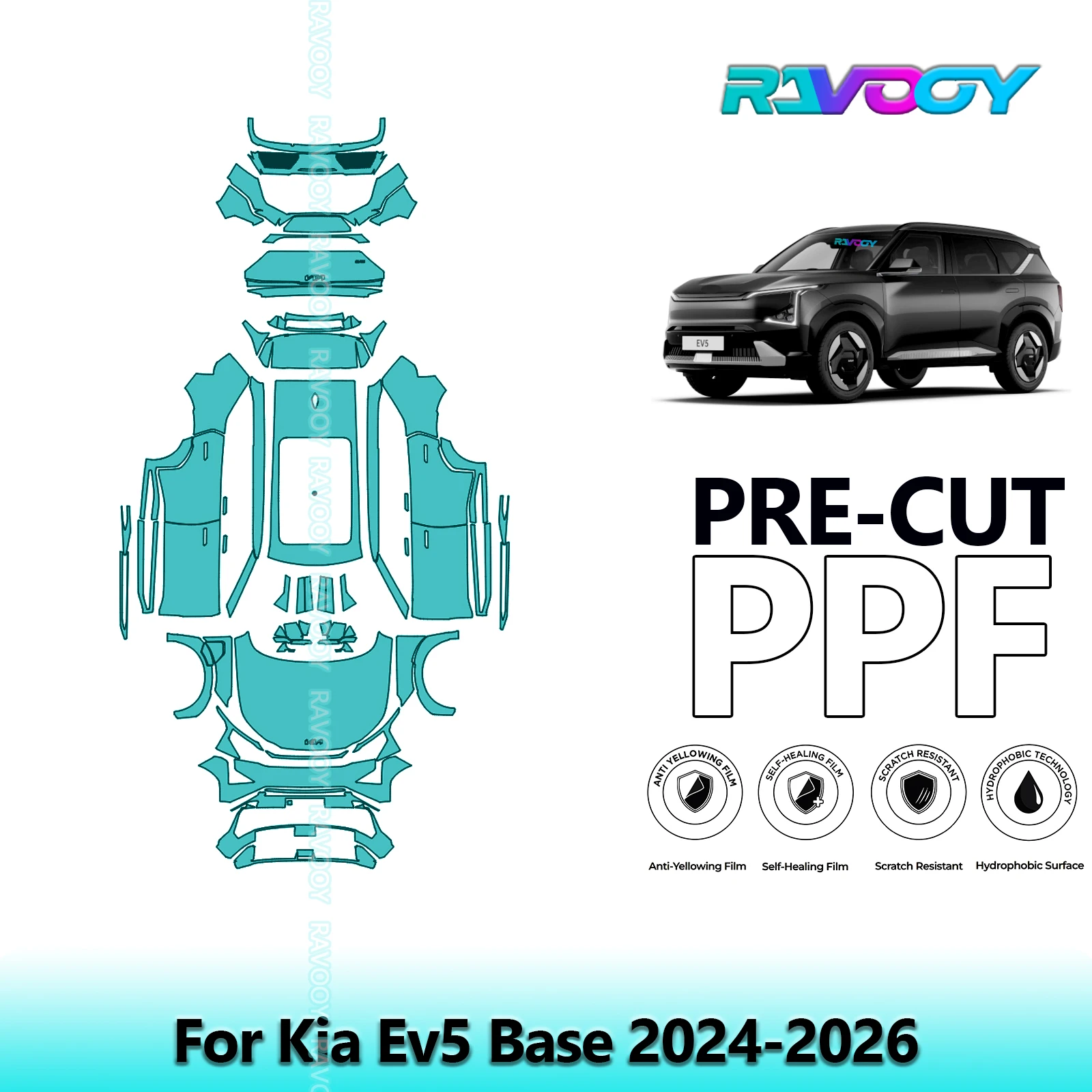 

8.5Mil Full Vehicle Precut PPF Paint Protection Film For KIA EV5 Base 2024-2026
