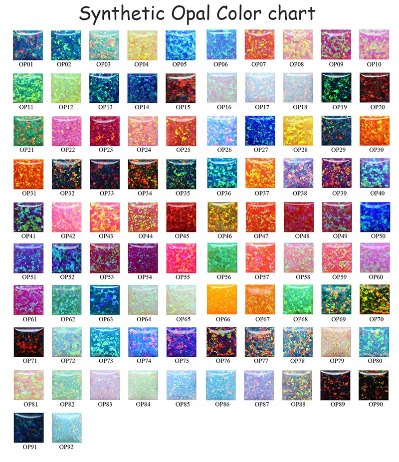 92 Colors Synthetic Bello Opal Color Chart