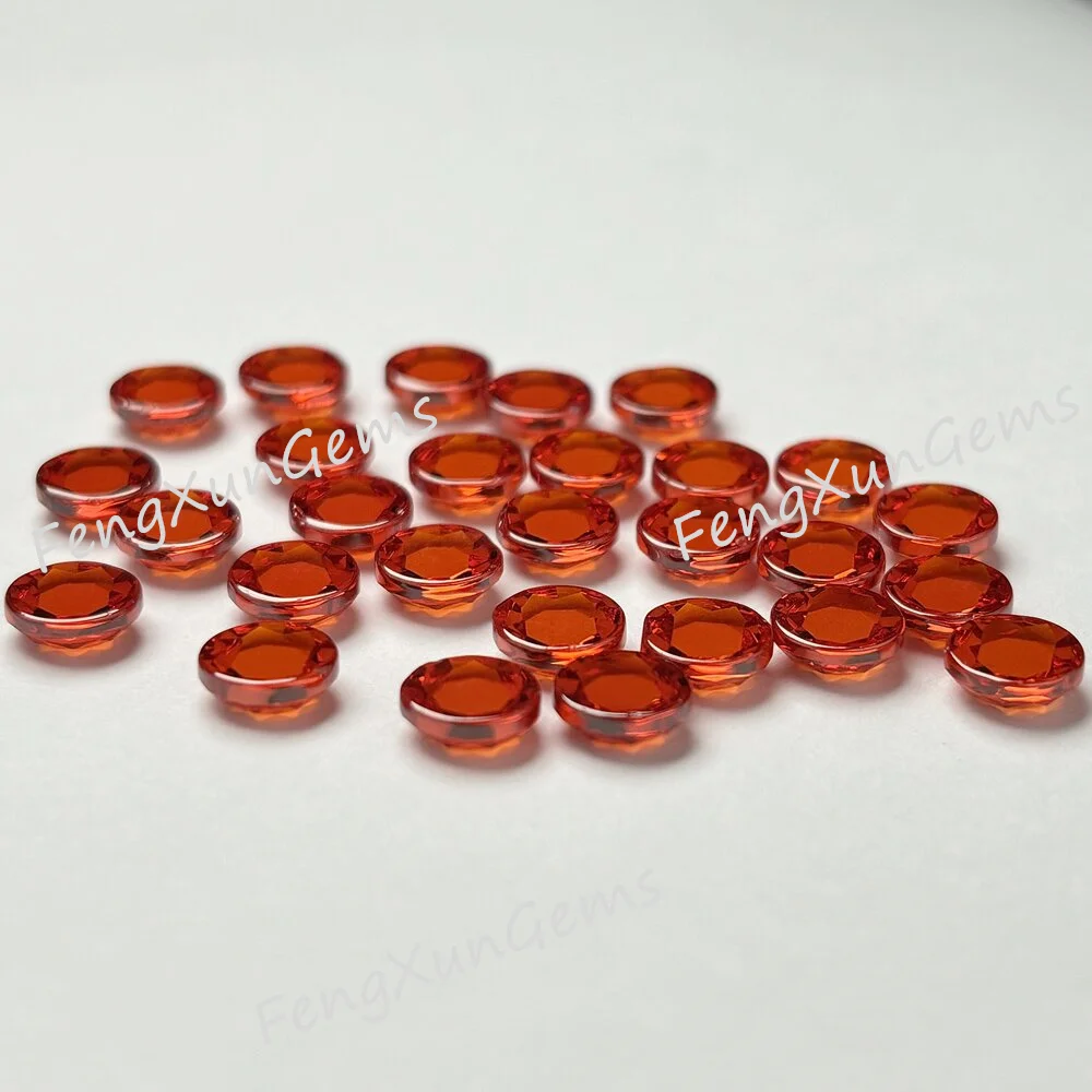5~7mm Round Orange Flat bottom facet Cut AAAAA Loose CZ Stone Cubic Zirconia Gemstone  for Jewelry  DIY  Nail decorations
