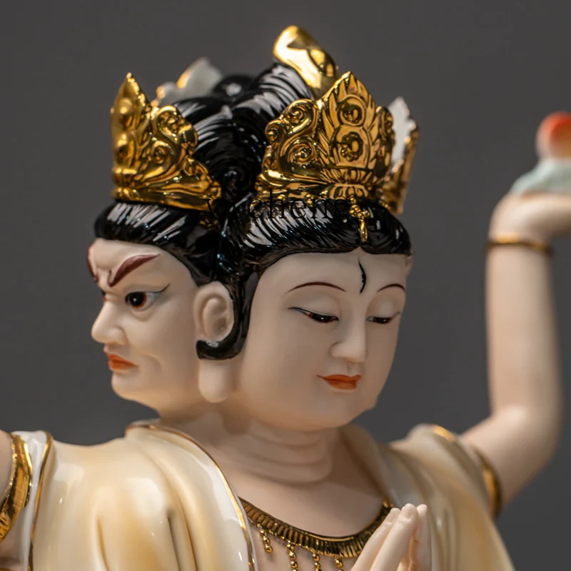 Immagine 5: FJ-17 Statua in Ceramica Dou Mu Yuan Jun Ornamento per il Culto Domestico Yuan Ming Dao