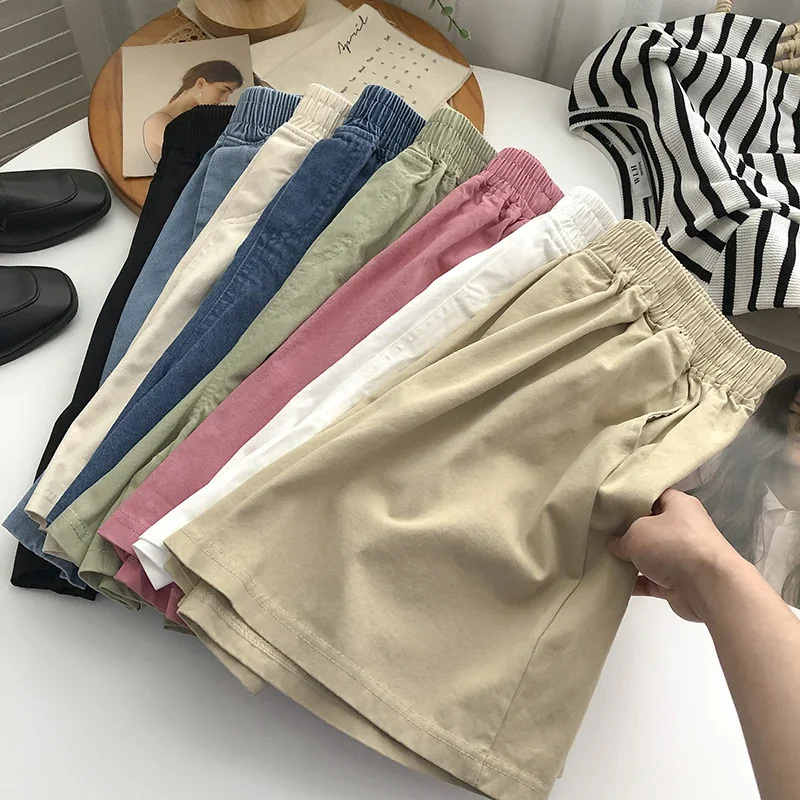 High Waist Wide Leg Pants Women's Summer Korean Sle Loose Fit Cotton Elastic Waist Sports Casual orts Home Wear