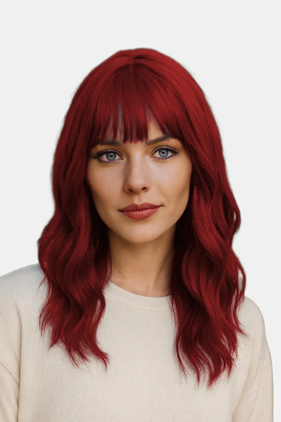 

Волнистый парик с челкой, красный, в стиле боб, кудрявый, для женщин, реалистичный, длиной до плеч, синтетический, термостойкий, подходит для