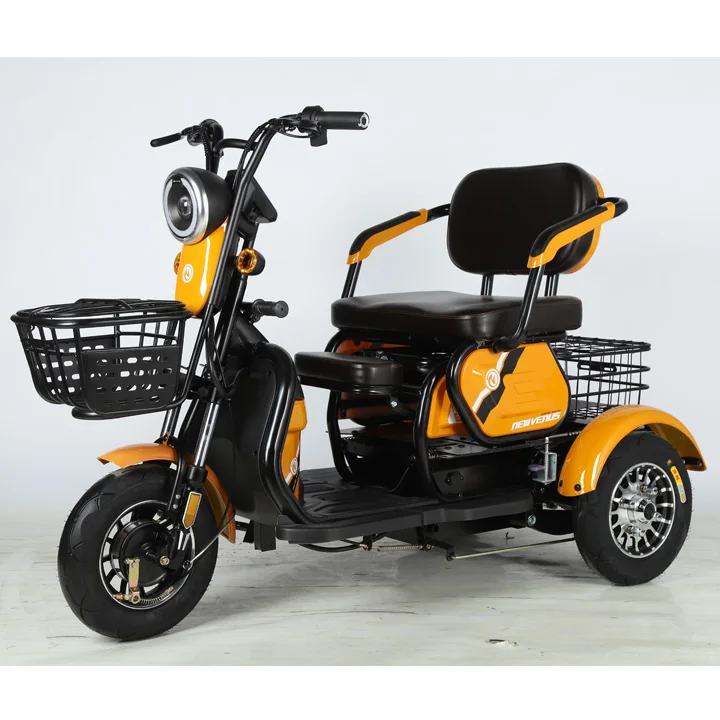 Fornecimento de fábrica novo triciclo elétrico 600w 48v luz de três lugares com corpo fechado adultos idosos criança 3 assentos trike passageiros