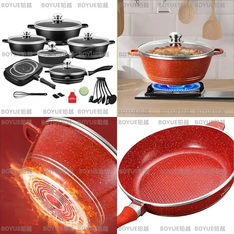 23 Piece Aluminum Cookware Set Nonstick Die Cast Kitchen Pots And Pans Soup Stockpot Household Cooking Utensils