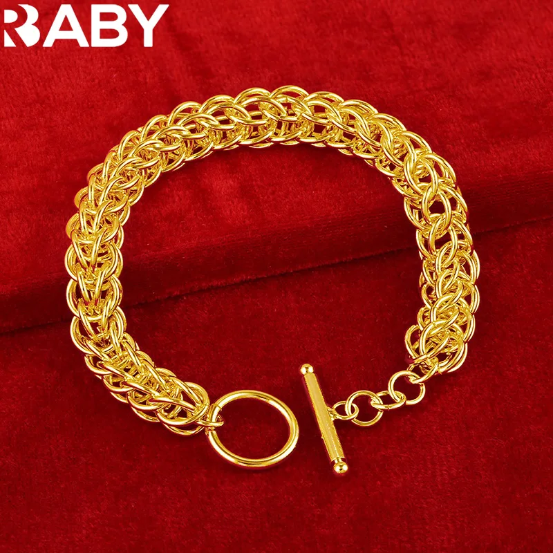 URBABY 24K Gold Charm Many Circle Chain Bracelet For Women Men Fashion Jewelry Wedding Party Accessories Gift