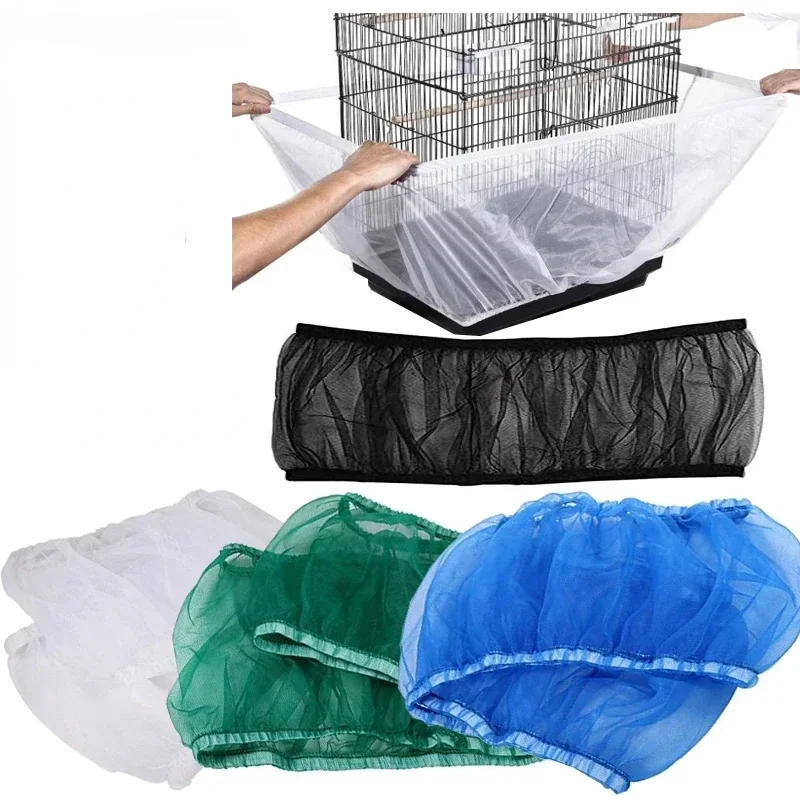 Mesh Bird Cage Cover Shell Skirt Mesh Bird Cage Elastic  Square and Round Bird Cage Cover Anti Flying Feather Anti Spilling Mesh