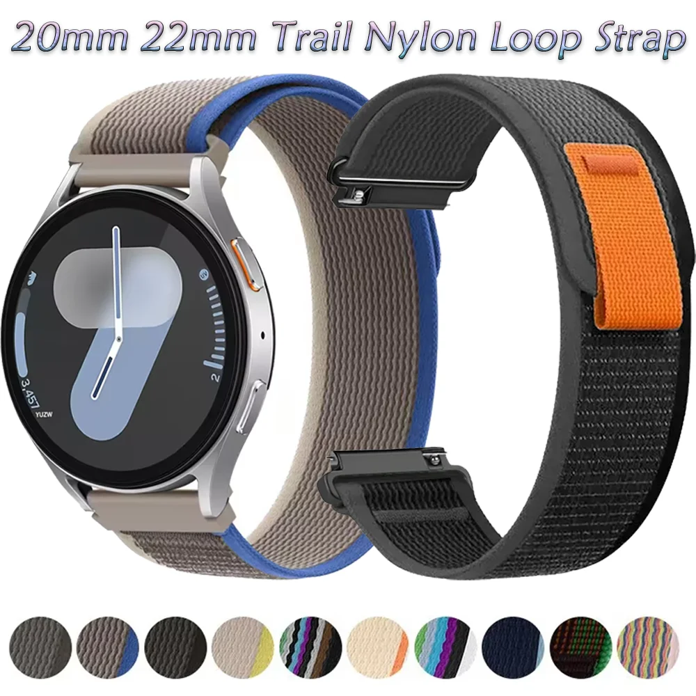 20 مللي متر 22 مللي متر درب النايلون حلقة حزام لسامسونج غالاكسي ساعة 7 6 5 4 FE 40mm44mm سوار هواوي ساعة 5 4 برو GT5-4-3 46 مللي متر كوريا
