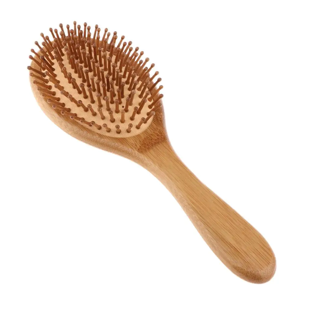 Cepillo de paleta con punta de bola de cerdas de bambú Natural suave y brillante, cepillo de pelo para desenredar masaje de madera