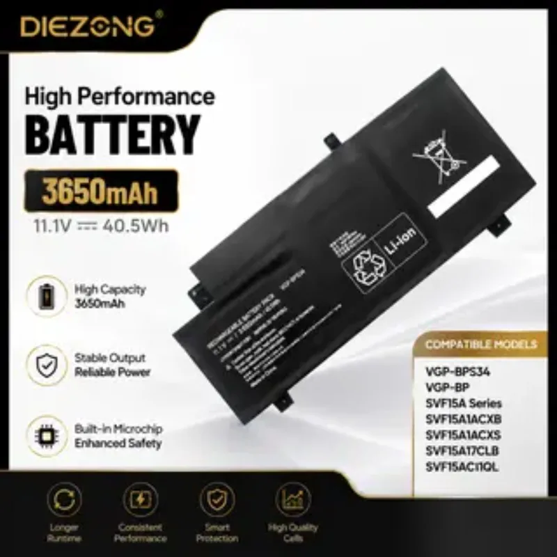 3650mAh VGP-BPS34 Laptop Battery For SONY Vaio Fit 15 Touch SVF15A Series SVF15A1ACXB SVF15A1ACXS SVF15A17CLB SVF15AC1QL