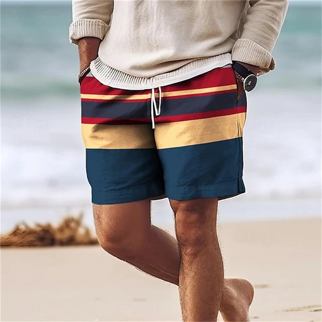 Nowa moda Mężczyźni Kobiety Szorty plażowe Street HipHop Stripe Print Short Pants Gym Trunks Oversized Ice Summer Hawaii Swimwear