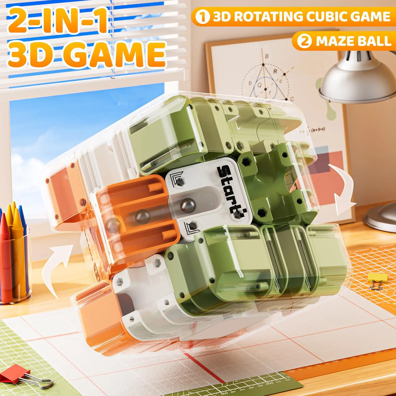 3D迷路マジックキューブパズルおもちゃ、透明な迷路脳トレフィジェットキューブ、子供と大人のための論理的思考ストレス解消おもちゃ