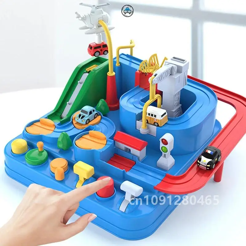 Modelo de coche ferroviario de carreras, juguetes educativos para niños, pista, juego de aventura, cerebro, tren interactivo mecánico, animales, cohete espacial