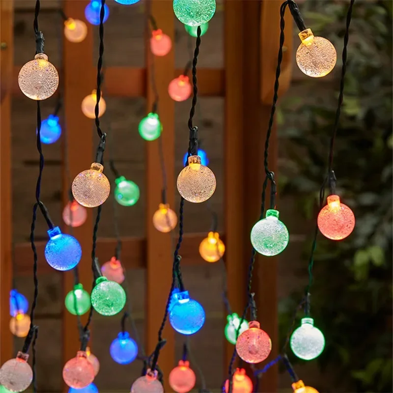 

Solar Outdoor Courtyard Lights LED String Lights Waterproof Garden Decorations String Flashing Lights with Crystal Ball Bubble