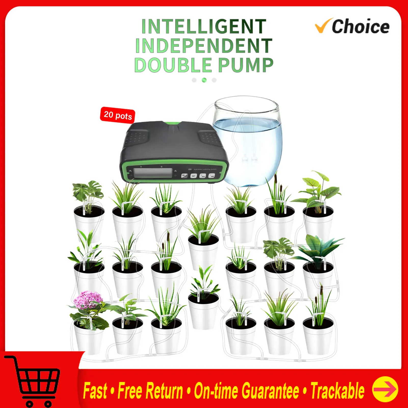 

Automatic Double Pump Watering System Irrigation Kit with 30Day Programmable Water Timer for Indoor Garden Greenhouse Hydroponic