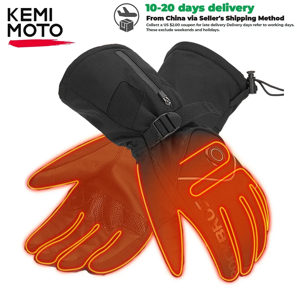 Heated Cycling Gloves Thermal Winter Ski Heated Gloves MTB Riding Windproof Snowmobile Moto Touch Screen Battery Gloves