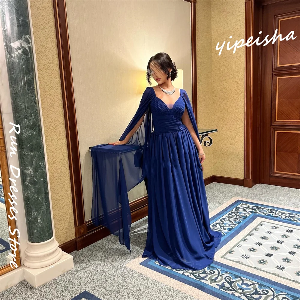 Customized Prom Dress Yipeisha Simple V-neck A-line Evening Dresses Draped Chiffon Formal Occasion Gown Вечернее Платье파티복  Sexy