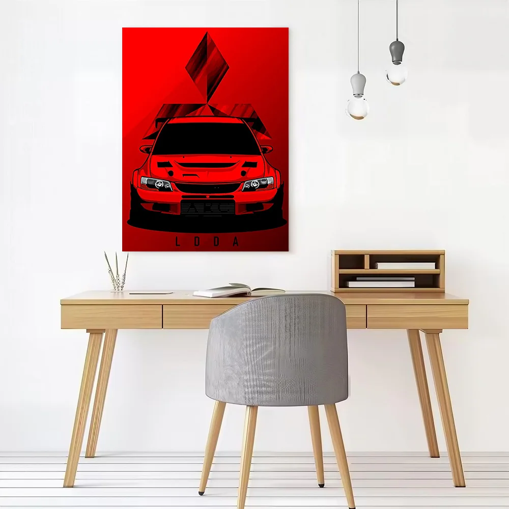 Red Japanese Car Lancer Evolution Canvas Poster Customizable Pictures Wall Art Canvas Painting for Decoration Living Room Decor