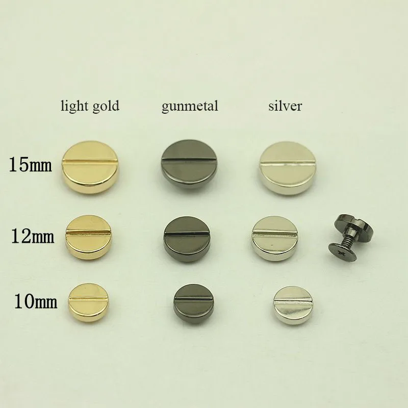 100Sets 10-15mm Round Rivet Nails Screw Studs Metal Buckles Snap Hook Bag Hardware Handbag Decorative DIY Leather Craft