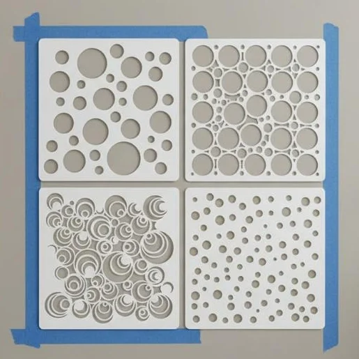 4Pcs 5.1Inch Circle Dot Pattern Painting Stencil Template For Wood Fabric Paper Wall DIY Art Craft Decoration