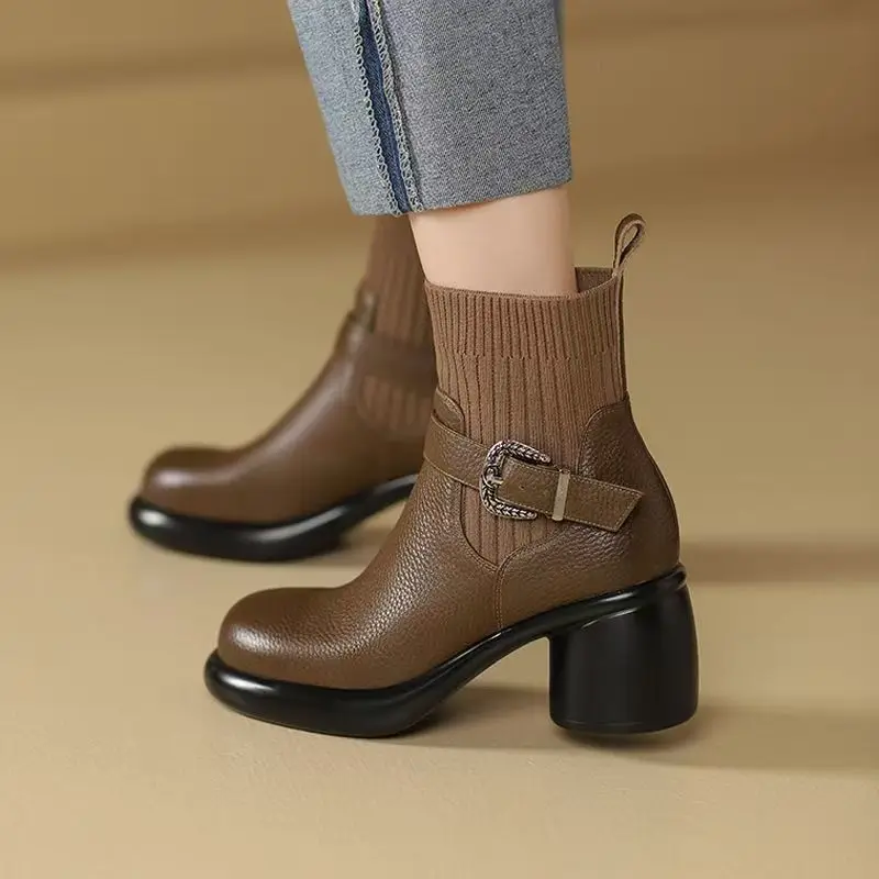 round-toe-elegant-with-medium-heels-ankle-boots-for-women-autumn-winter-platform-woman-short-shoes-on-promotion-sock-booties