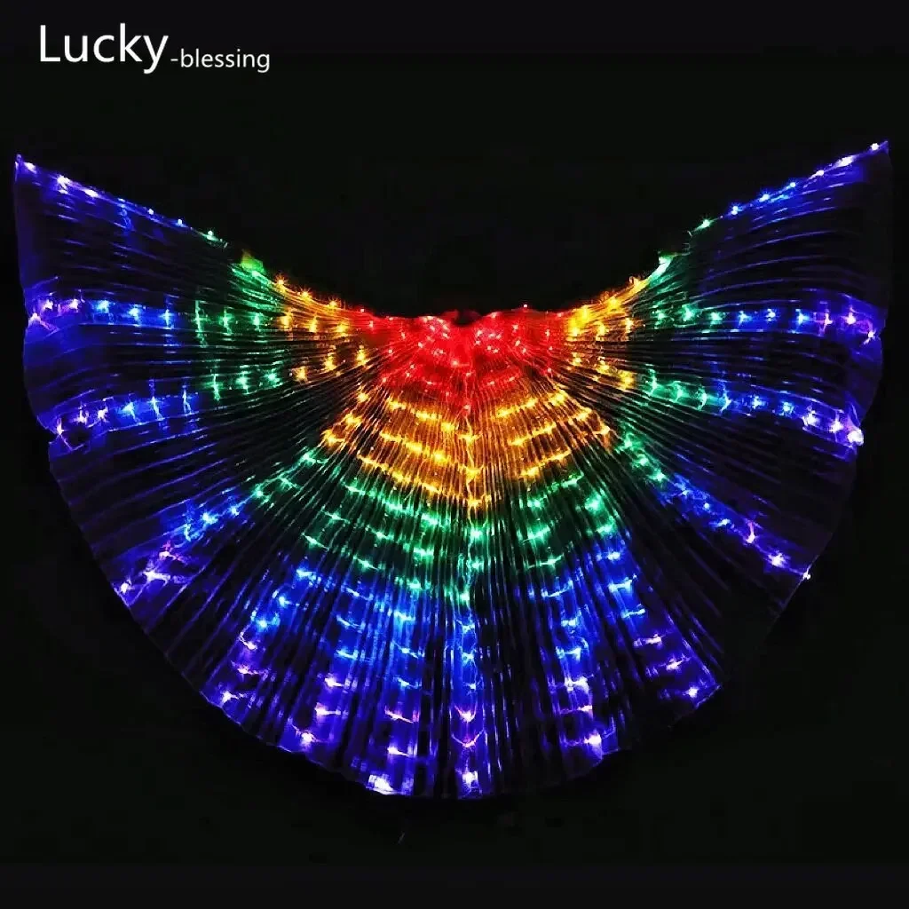 Alas de baile LED para adultos y niños, lámpara brillante con brillo de mariposa, disfraces de danza del vientre, Isis, Color fluorescente, para