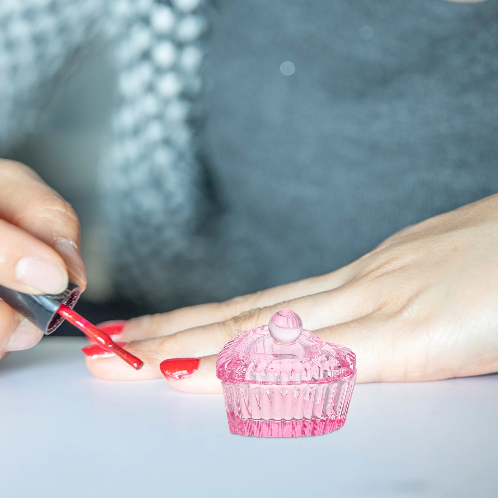 Heart Shaped Crystal Glass Dappen Dish With Lid Nail Polish Remover Container Brush Washing Bowl Jewelry Tray Japanese