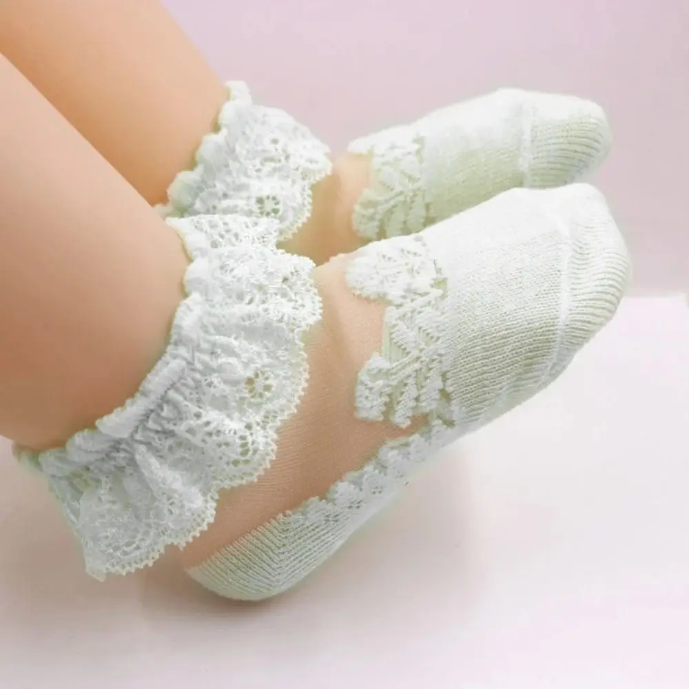 Fashion Cute Socks Breathable Solid Color Stockings Thin Lace Flower Mesh Socks for Baby