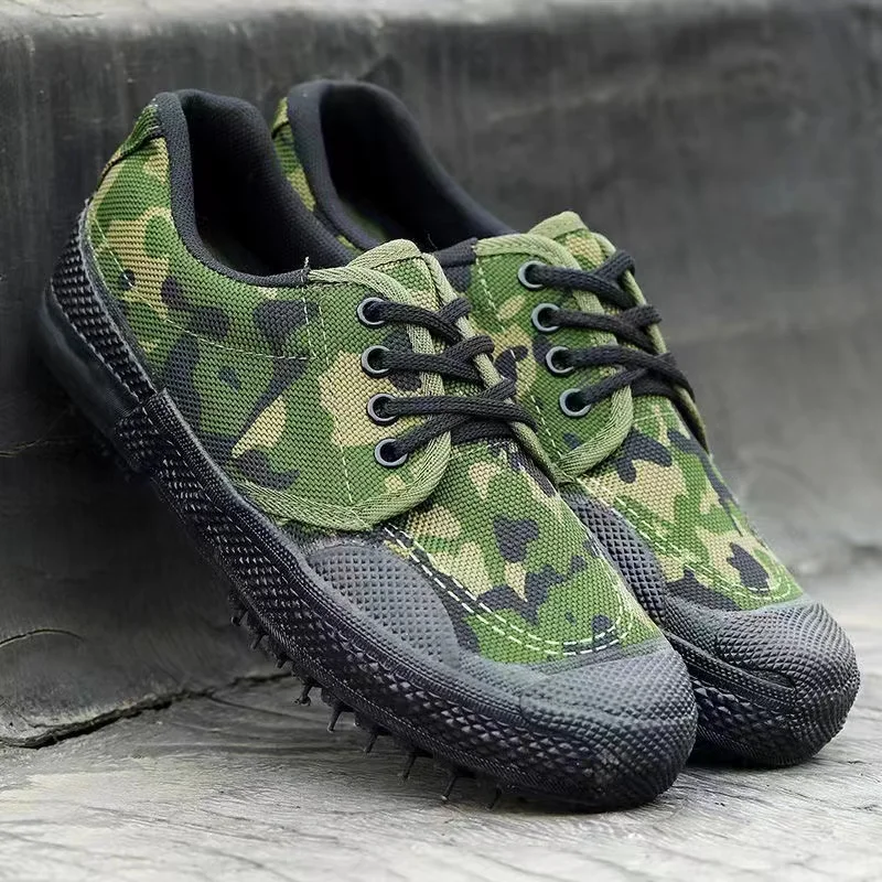 Rubber sole camouflage rubber shoes, anti slip and wear-resistant labor protection shoes, canvas