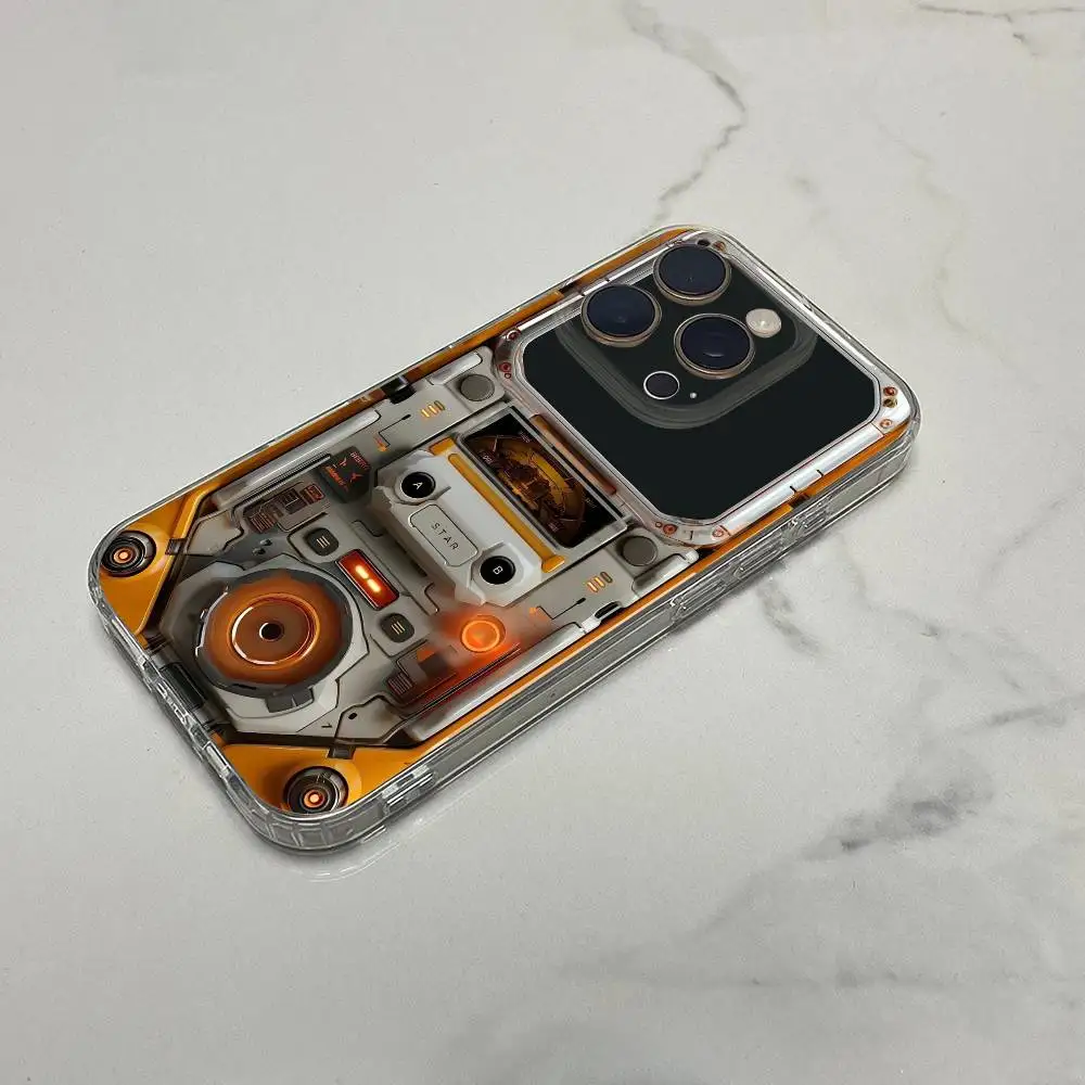 حافظة هاتف محمولة لوحدات التحكم بالألعاب لهواتف iPhone 16,15,14,13,12,11 Plus,Pro,Max,XR,XS,Plus,E,SE4,Mini Transparent Shell