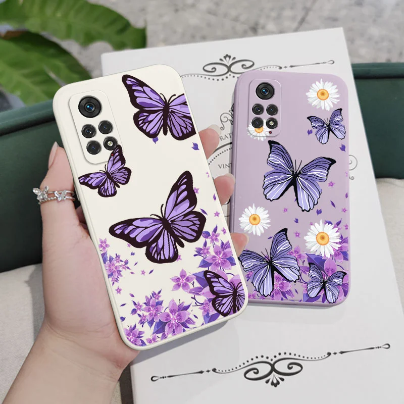 Purple Butterflies Phone Case For Xiaomi Redmi Note 14 13 12 12S 11 11S 10 10A 10T 10S 9T 9 8 7 Pro Plus 10C 9T 4G 5G Cover