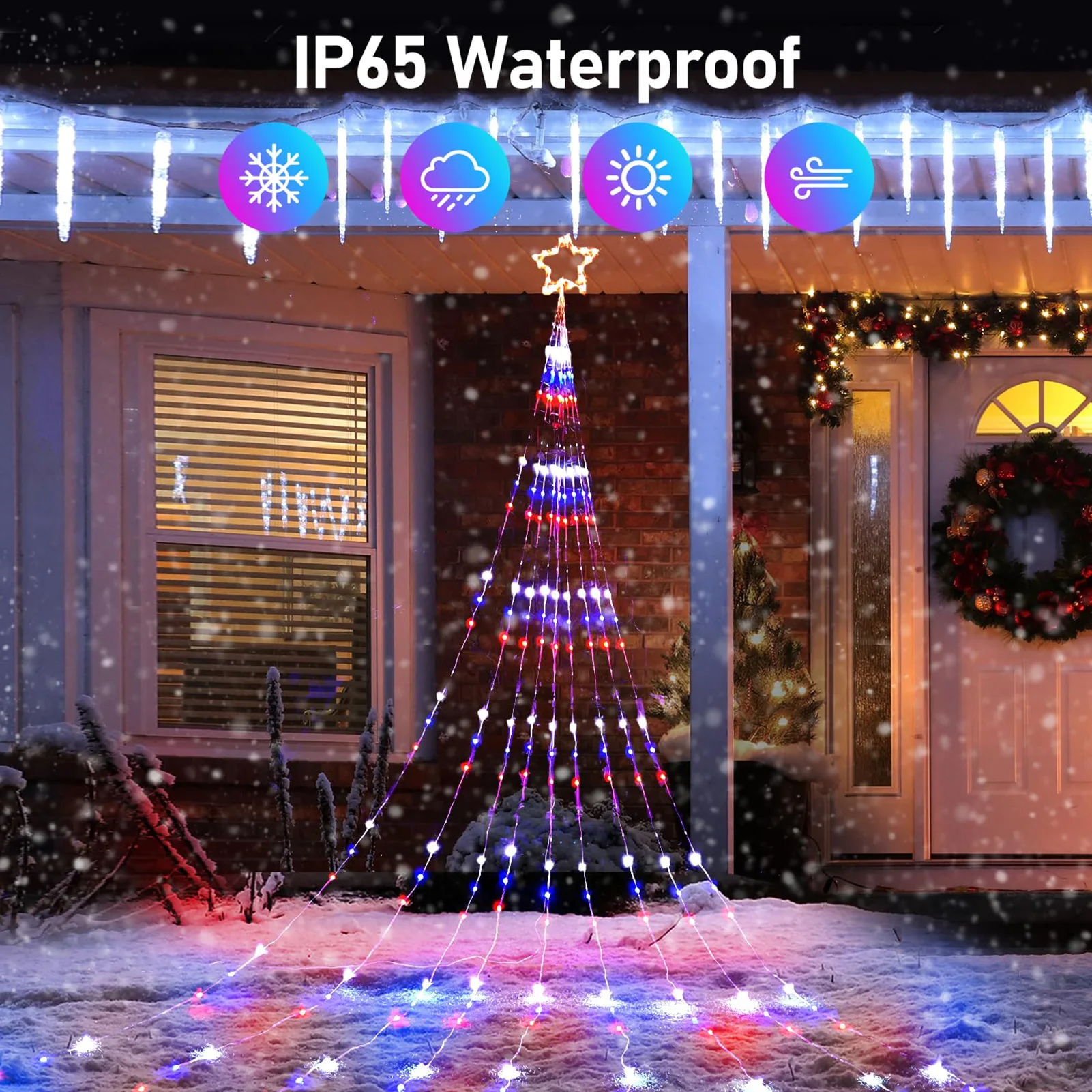 Tira de luces decorativas para colgar al aire libre, cómoda de usar con múltiples modos, adecuada para patio y jardín