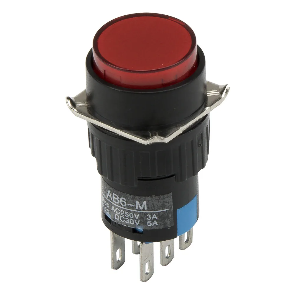 5 pz/lotto AB6-M-22 16mm reset (ON) - OFF interruttore a pulsante rotondo DPST pulsante LA16Y-22