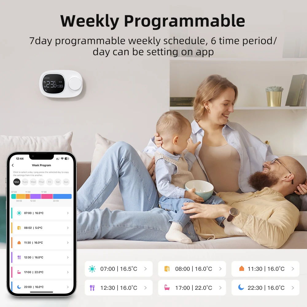 AVATTO Tuya WiFi Smart Heating/Cooling Thermostat, Battery-powered Water Gas Boiler Temperature Controller For Alexa Google Home