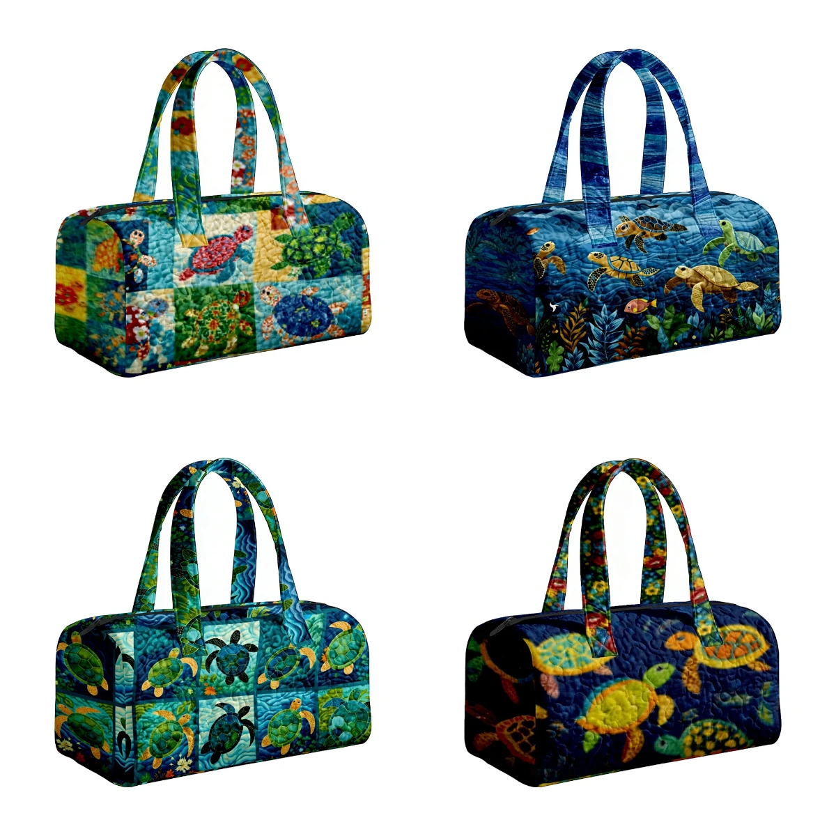 

Sea Turtle Quilted Duffle Bag Ocean Animal Print Travel Tote Outdoor HandBag Men Women Casual Weekender Bags
