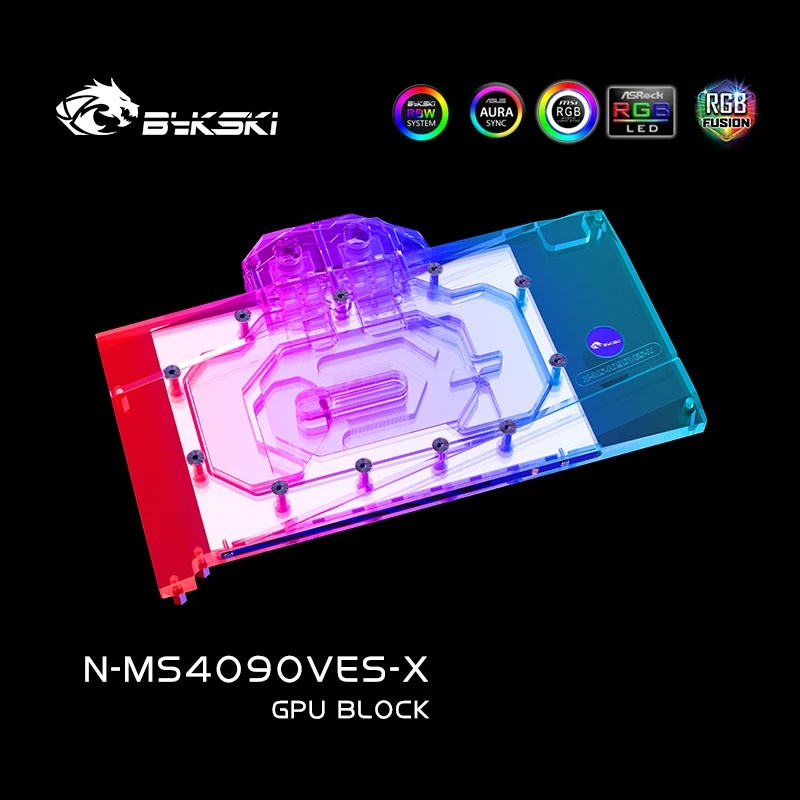 Imagem -06 - Bykski N-ms4090ves-x Bloco de Água Gpu para Msi Rtx 4090 Ventus 3x 24g oc Gráficos Casrd Watercooler 5v 3pin Argb Aura Sync