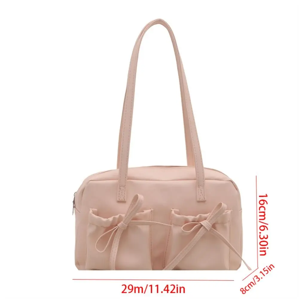 خمر النمط الفرنسي القوس البولينج حقيبة أنيقة Bowknot بوسطن حقيبة كتف سعة كبيرة حقائب النساء عادية الفتيات