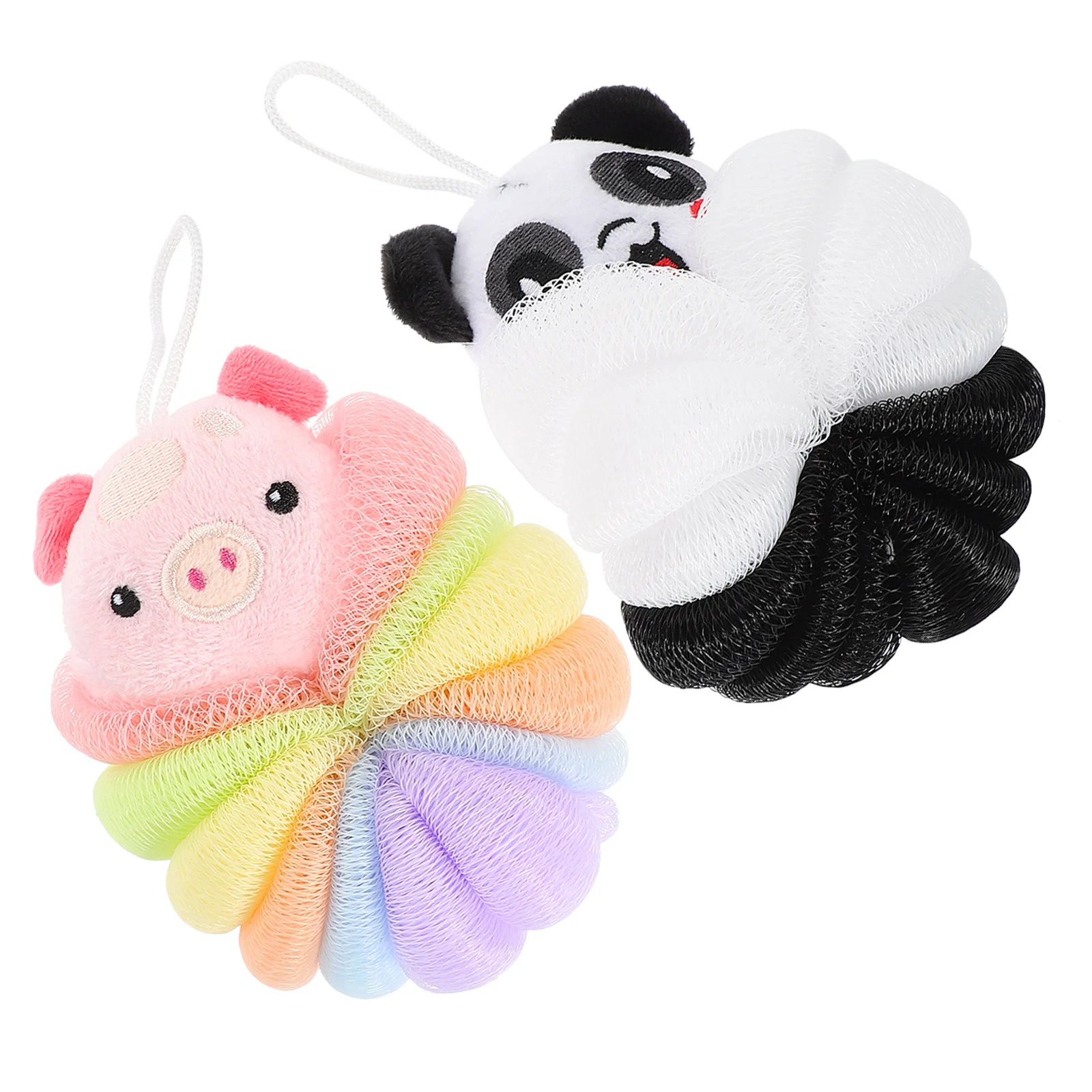 

2Pcs Animal Bath Sponge Soft Durable Body Scrubber Exfoliating Shower Loofah Skin Cleaning Travel Convenience Body Scrubber