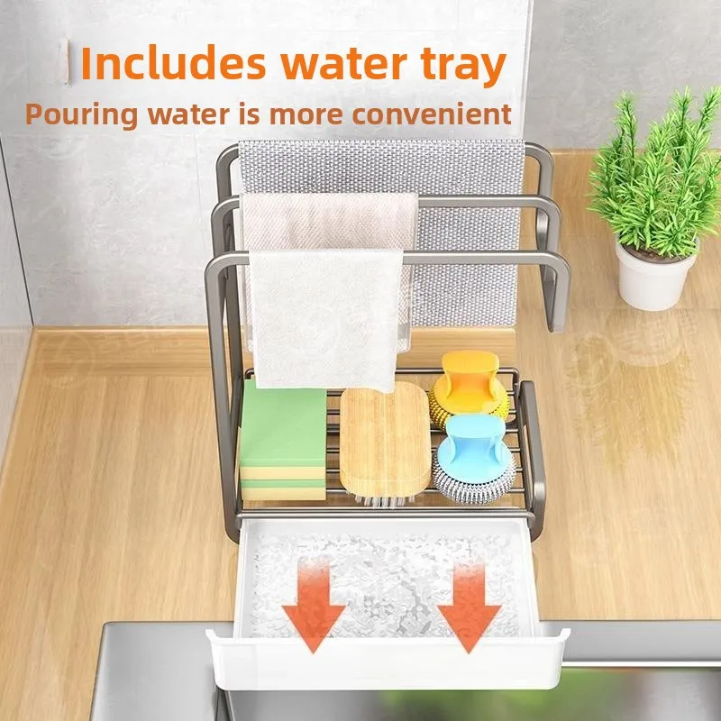 Kitchen Storage Rack Dishcloth Holder Wall Mounted Room Style Hole Cloth No Tax Required Platform Kitchen Organizer
