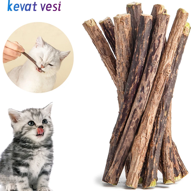 

10Pcs/Bag Catnip Sticks Natural Wood Polygonum Cat Molar Toys Kitten Teeth Cleaning Chew Toy Cat Snacks Sticks Pet Supplies